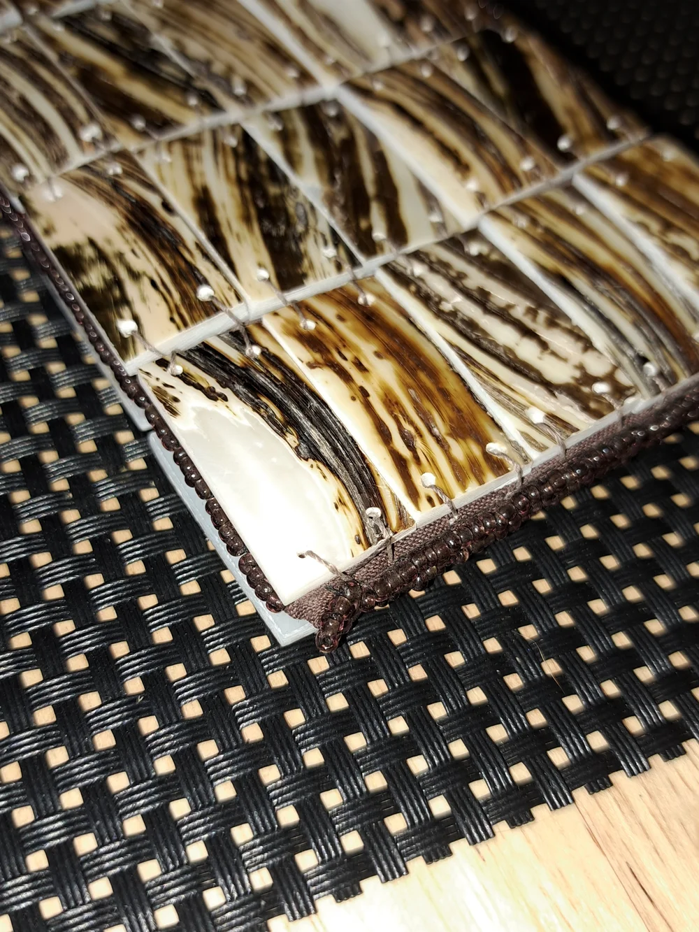 Mad By Design Mother Of Pearl Tiles With Natural Horn Tiles Wristlet Or Change